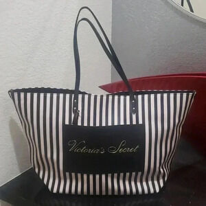 Victoria's Secret Black White Stripe Tote